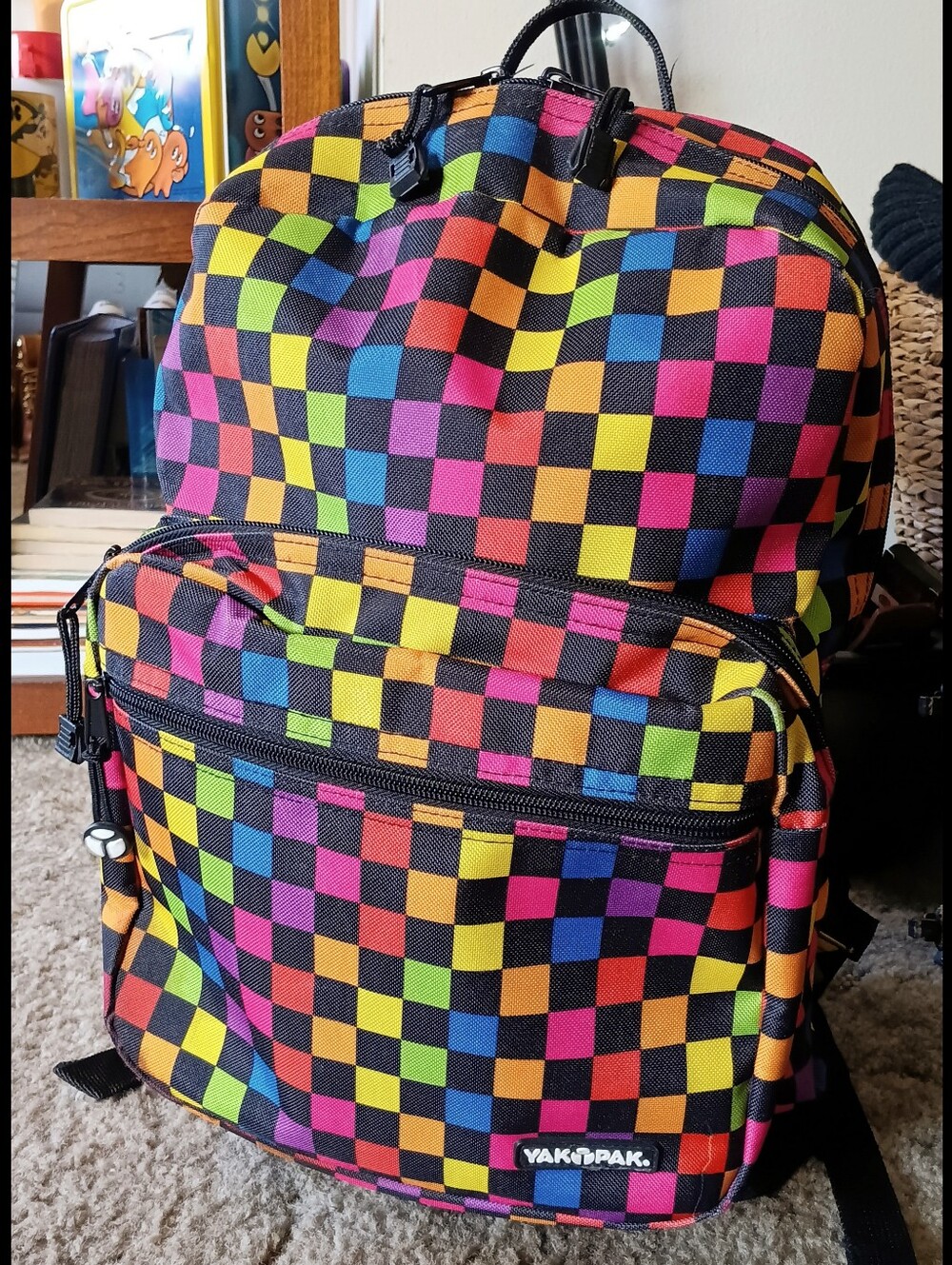 🖤 Yak Pak Checkered Rainbow Backpack Colorful Book Bag Kids Y2K